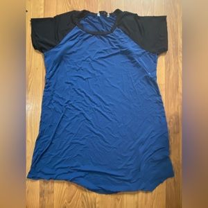 Maternity Short Sleeve Night Gown Blue w/Black Sleeves by Ekouaer[Size XL]-{EUC}